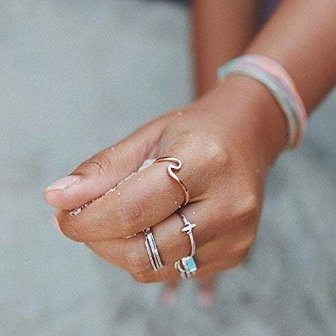 Pura Vida Rose Gold Coated Wave Ring - Gold Plated .925 Sterling Silver - Size 8 in Saudi Arabia