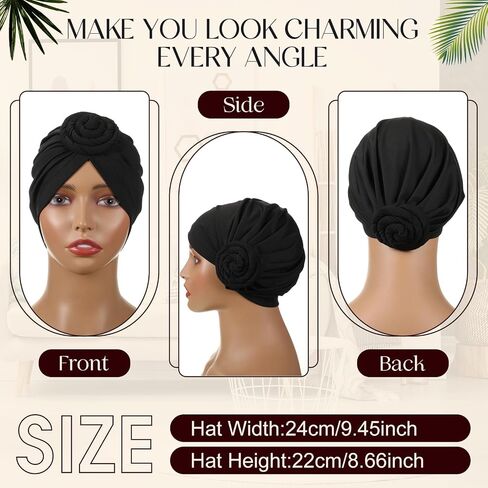 Bunnycool 2 Women African Knot Pre-Tied Bonnet 2 Twisted Pleated Headwraps Soft Beanie Cap Headwrap for Black Women in Saudi Arabia