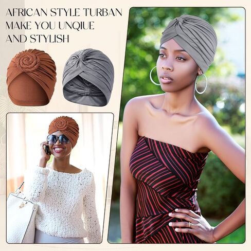 Bunnycool 2 Women African Knot Pre-Tied Bonnet 2 Twisted Pleated Headwraps Soft Beanie Cap Headwrap for Black Women in Saudi Arabia