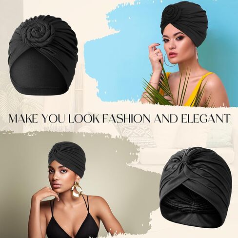Bunnycool 2 Women African Knot Pre-Tied Bonnet 2 Twisted Pleated Headwraps Soft Beanie Cap Headwrap for Black Women in Saudi Arabia