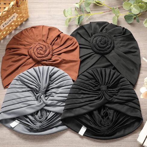Bunnycool 2 Women African Knot Pre-Tied Bonnet 2 Twisted Pleated Headwraps Soft Beanie Cap Headwrap for Black Women in Saudi Arabia
