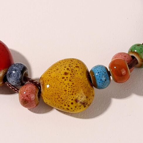 Harlorki Adjustable Woven Rope Ceramic Pendant Charm Bracelet - Bohemian Style Fashion Jewelry for Women and Girls, Ceramic, no gemstone in Kuwait