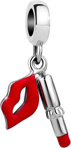 LSxAB Red Pink Kiss Lip Lipstick Charm for Bracelets Necklaces Pendants Date gift bead for Women Girls Girlfriend Christmas Family Daughter Sister in Saudi Arabia