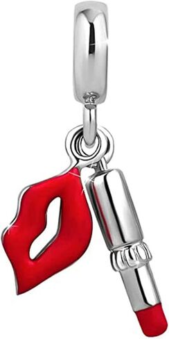 LSxAB Red Pink Kiss Lip Lipstick Charm for Bracelets Necklaces Pendants Date gift bead for Women Girls Girlfriend Christmas Family Daughter Sister in Saudi Arabia