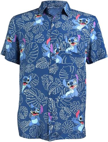 Disney Men's Botanical Stitch All Over Print Hawaiian in Saudi Arabia