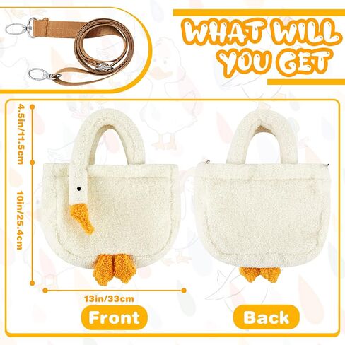 Chunful Goose Bag Cute Plush Goose Bag Lambswool Fur Goose Tote Handbag Crossbody Bag Funny Novelty Goose Bag Fuzzy Bag Soft Shoulder Bag with Removable Cross-body Bag Strap for Women Girls Gift, in Saudi Arabia