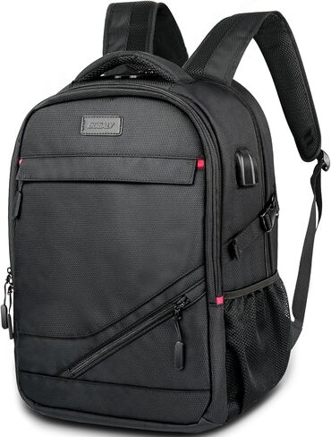 Dobaly 17 inch Travel Laptop Backpack, Business Backpack with USB Charging Port, Water Resistant College School Rucksack Work Backpack Hiking Daypack for Men - Black in Kuwait