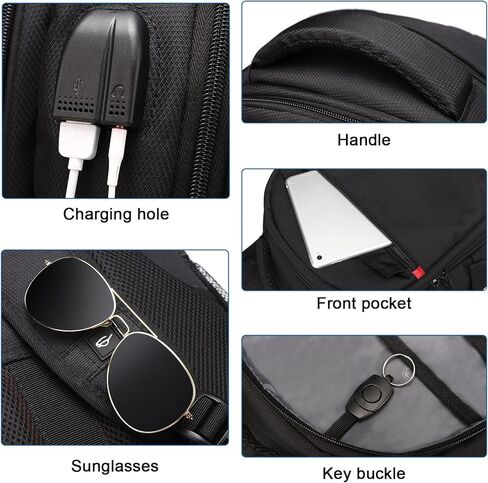 Dobaly 17 inch Travel Laptop Backpack, Business Backpack with USB Charging Port, Water Resistant College School Rucksack Work Backpack Hiking Daypack for Men - Black in Kuwait