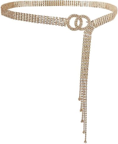 Lovful Women's Dress Belts with Full Rhinestone,Double O-Ring Sparkle Chain Waistband Belt in Kuwait