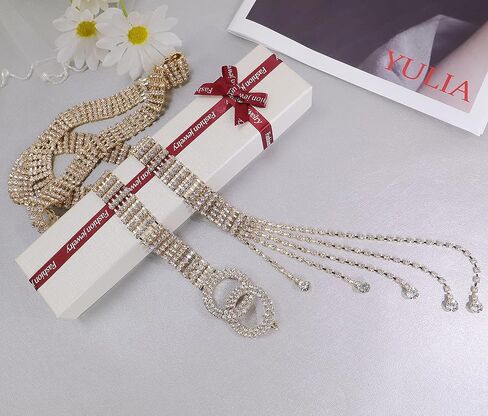 Lovful Women's Dress Belts with Full Rhinestone,Double O-Ring Sparkle Chain Waistband Belt in Kuwait