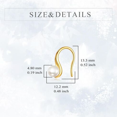 14K Gold AAA Freshwater Pearl Earrings Solid Gold Dangle Drop 6MM Pearl Earrings Jewelry Gifts for Women Girls in Saudi Arabia