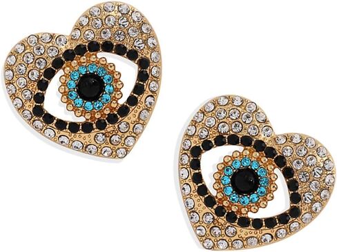 Gold Plated Blue Evil Eyes Heart Pearl Crystal Earrings for Women Girl Turkish Mal De Ojo Heart Peach Love Evil Eye Rhinestone Cubic Zirconia Drop Earrings Birthday Engagement Anniversary Jewelry Gift in Saudi Arabia