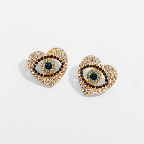 Gold Plated Blue Evil Eyes Heart Pearl Crystal Earrings for Women Girl Turkish Mal De Ojo Heart Peach Love Evil Eye Rhinestone Cubic Zirconia Drop Earrings Birthday Engagement Anniversary Jewelry Gift in Saudi Arabia