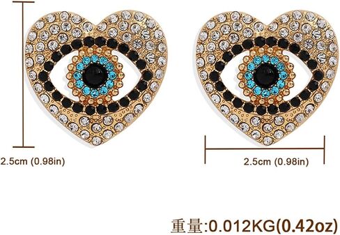 Gold Plated Blue Evil Eyes Heart Pearl Crystal Earrings for Women Girl Turkish Mal De Ojo Heart Peach Love Evil Eye Rhinestone Cubic Zirconia Drop Earrings Birthday Engagement Anniversary Jewelry Gift in Saudi Arabia