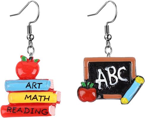 coadipress Small Blackboard Book Earrings for Women Teen Girls Creative Cute Funny ART MATH READING Books Dangle Drop School Earrings Jewelry Gift for Teacher Student in Saudi Arabia