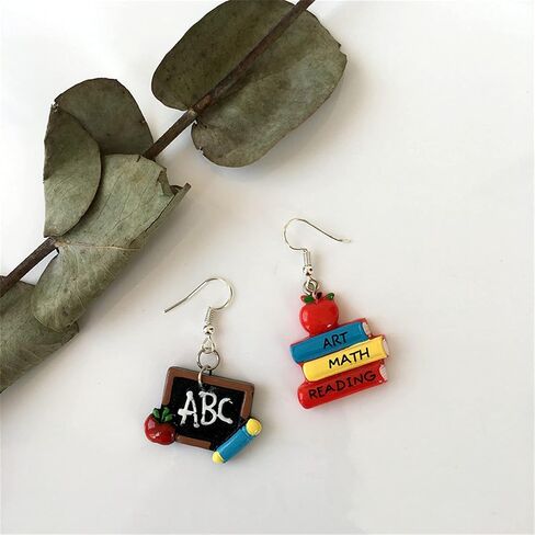 coadipress Small Blackboard Book Earrings for Women Teen Girls Creative Cute Funny ART MATH READING Books Dangle Drop School Earrings Jewelry Gift for Teacher Student in Saudi Arabia