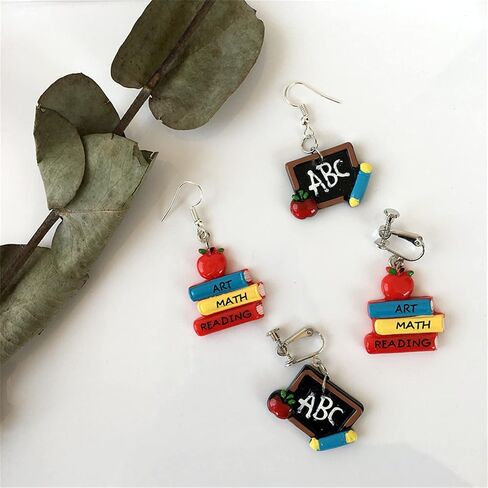 coadipress Small Blackboard Book Earrings for Women Teen Girls Creative Cute Funny ART MATH READING Books Dangle Drop School Earrings Jewelry Gift for Teacher Student in Saudi Arabia