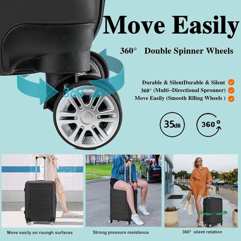 GOWELL Luggage Sets 3 Piece Hardshell Suitcase with Spinner Wheels Lightweight Durable ABS/PC and Code Lock 20'' 24'' 28 inch Travel Suitcase Sets (Black) in Saudi Arabia