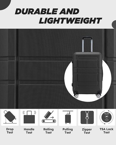 GOWELL Luggage Sets 3 Piece Hardshell Suitcase with Spinner Wheels Lightweight Durable ABS/PC and Code Lock 20'' 24'' 28 inch Travel Suitcase Sets (Black) in Saudi Arabia