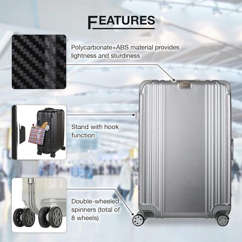 LEGEND WALKER Aluminum Frame Luggage, Carry-On,21-inch, BlackCarbon,5507-48-BKCB in Kuwait