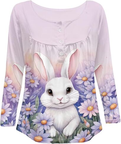 WHOSGNIHT تي شيرت نسائي بأكمام طويلة تي شيرت كاجوال للخريف بياقة على شكل V مع بلوزة بأزرار سفلية للسفر كهدية in Kuwait