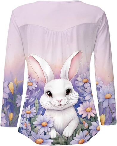 WHOSGNIHT تي شيرت نسائي بأكمام طويلة تي شيرت كاجوال للخريف بياقة على شكل V مع بلوزة بأزرار سفلية للسفر كهدية in Kuwait