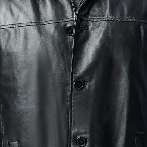 Excelled Leather Men's Big and Tall Four-Button Lambskin Leather Car Coat in Kuwait