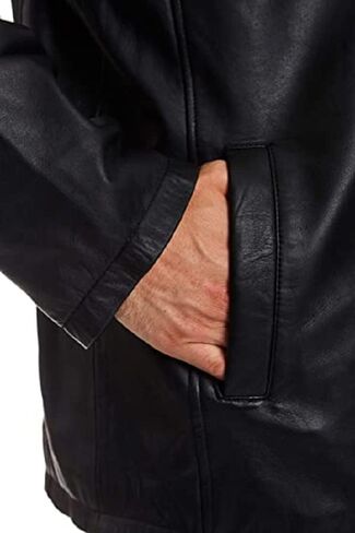 Excelled Leather Men's Big and Tall Four-Button Lambskin Leather Car Coat in Kuwait