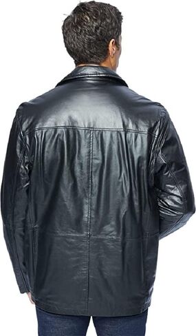 Excelled Leather Men's Big and Tall Four-Button Lambskin Leather Car Coat in Kuwait