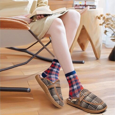 GPOS Womens House Memory Foam Slippers زغب مريح قابل للتعديل النعال منقوشة أحذية المنزل الشتاء للنساء مع وسادة دعم القوس عدم الانزلاق وحيد داخلي في الهواء الطلق in Kuwait