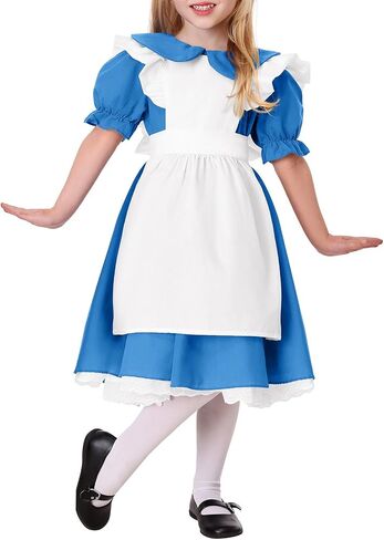 فستان أليس الفاخر للأطفال من أليس في بلاد العجائب للفتيات في الهالوين من عمر 5 إلى 14 سنة in Kuwait