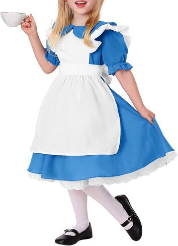 فستان أليس الفاخر للأطفال من أليس في بلاد العجائب للفتيات في الهالوين من عمر 5 إلى 14 سنة in Kuwait