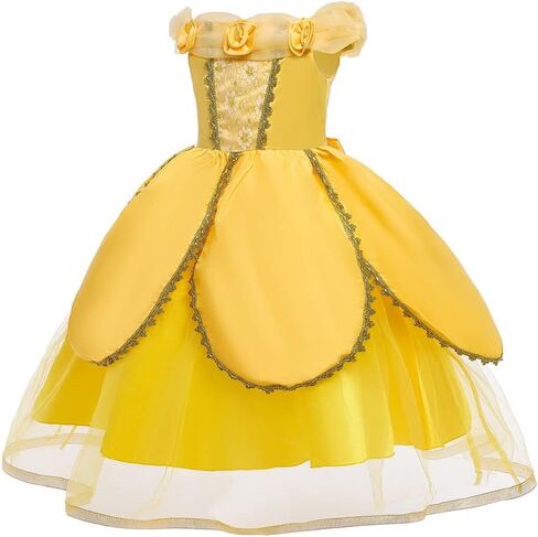 REXREII Belle Princess Beauty and the Beast Costume Girls Halloween Christmas Fancy Party Birthday Evening Gown w/Accessories in Saudi Arabia