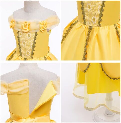 REXREII Belle Princess Beauty and the Beast Costume Girls Halloween Christmas Fancy Party Birthday Evening Gown w/Accessories in Saudi Arabia