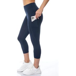 Custer's Night Women's High Waisted Yoga Capris with Pockets Tummy Control Workout Sports Running Capri Leggings