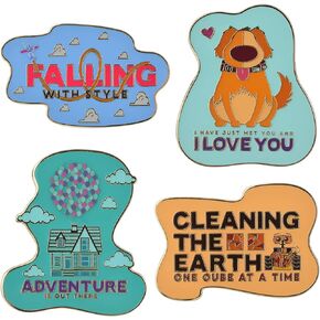 Disney Pixar Enamel Pin Set, Pack of 4 Pieces, 1.75", Limited Edition Collectors Pins, Themed Jewelry with Art and Quotes from Up, Toy Story and WALL-E, Amazon Exclusive in Saudi Arabia