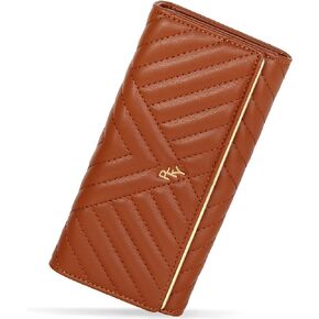 FEITH&FELLY Women's Wallet Large Capacity PU Leather Ladies Long Clutch Trifold Card Holder Travel Purse