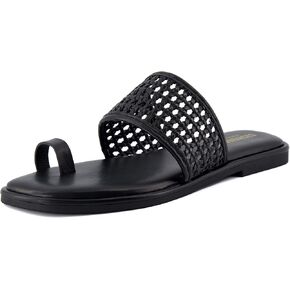 CUSHIONAIRE Women's Kiss toe ring basket weave sandal +Memory Foam, Wide Widths Available in Kuwait