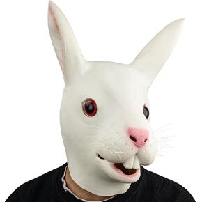 قناع أرنب من AQKILO® على شكل حيوان من اللاتكس، أقنعة واقعية لكامل الرأس لحفلات الهالوين الكرنفالية in Kuwait