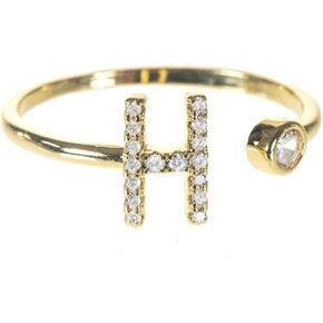 beya Initial Rings for Women – Elegant 18K Plated Letter Rings for Women Gold – Initial Ring Adorned with Cubic Zirconia – Non-Tarnish Gold Initial Ring – Stackable Initial Rings
