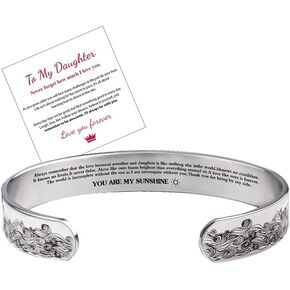 RINHOO To My Daughter To My Granddaughter Bracelet-I Will Always Be With You - Love You Forever Bracelet, Inspirational Bracelet for Her Engraved with a Message of Love