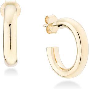 Miabella 925 Sterling Silver or 18Kt Gold Over Silver 3mm High Polished Lightweight Chunky Hoop Earrings for Women Teen Girls Made in Italy in Saudi Arabia