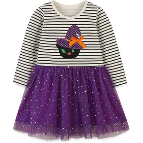 Youlebao Toddler Girl's Long Sleeve Dresses Halloween Christams Cotton Casual Dress