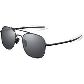 Mens Aviator Sunglasses 53mm TAC Polarized Lense Military Style Metal Frame with Bayonet Temples