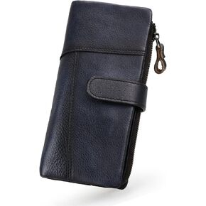 LETEULO Women's RFID Blocking Clasp Wallet Vintage Hand Rubbing Wallets Organizer