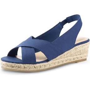 mysoft Women's Espadrille Wedge Sandals Platform Slingback Criss Cross Low Wedges Slip On Open Toe Dress Summer Shoes in Kuwait