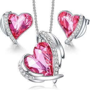 CDE الحب القلب القلائد والأقراط مجموعة مجوهرات للنساء روز الذهب بلورات جوهرة عيد الميلاد عيد الأم عيد الحب هدايا مجوهرات للنساء زوجة حزب / الذكرى السنوية / عيد ميلاد in Kuwait