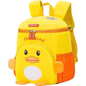 حقيبة ظهر للأطفال الصغار من EANLOLY، حقيبة ظهر ثلاثية الأبعاد لطيفة على شكل حيوانات كرتونية للأطفال في مرحلة ما قبل المدرسة، مع حزام صدر وحامل زجاجة، حقيبة كتب مقاومة للماء من النيوبرين، حقيبة ظهر مدرسية للأولاد والبنات، بطة صفراء in Kuwait