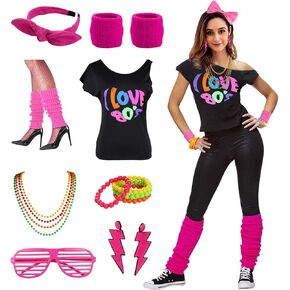 Womens I Love the 80's Disco 80s Costume Outfit Accessories in Saudi Arabia