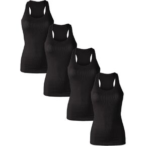 Sugar Sunday Cotton Ribbed Racerback Tank Tops for Women Basic Workout Athletic Tanks Gym Tank Top Yoga Shirts Pack 1-4
